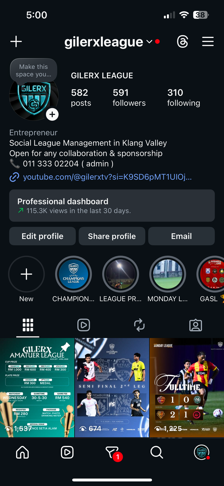 Gilerx League Instagram Profile